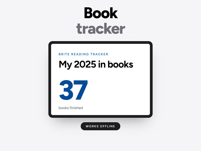 Minimalist book tracker app and spreadsheet, Clean Edition, by Brite Tech Lifestyle